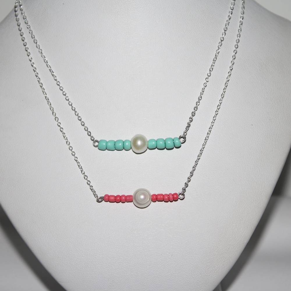 Natural Pearl and Coral Modern Necklace NWOT - Picture 5 of 5
